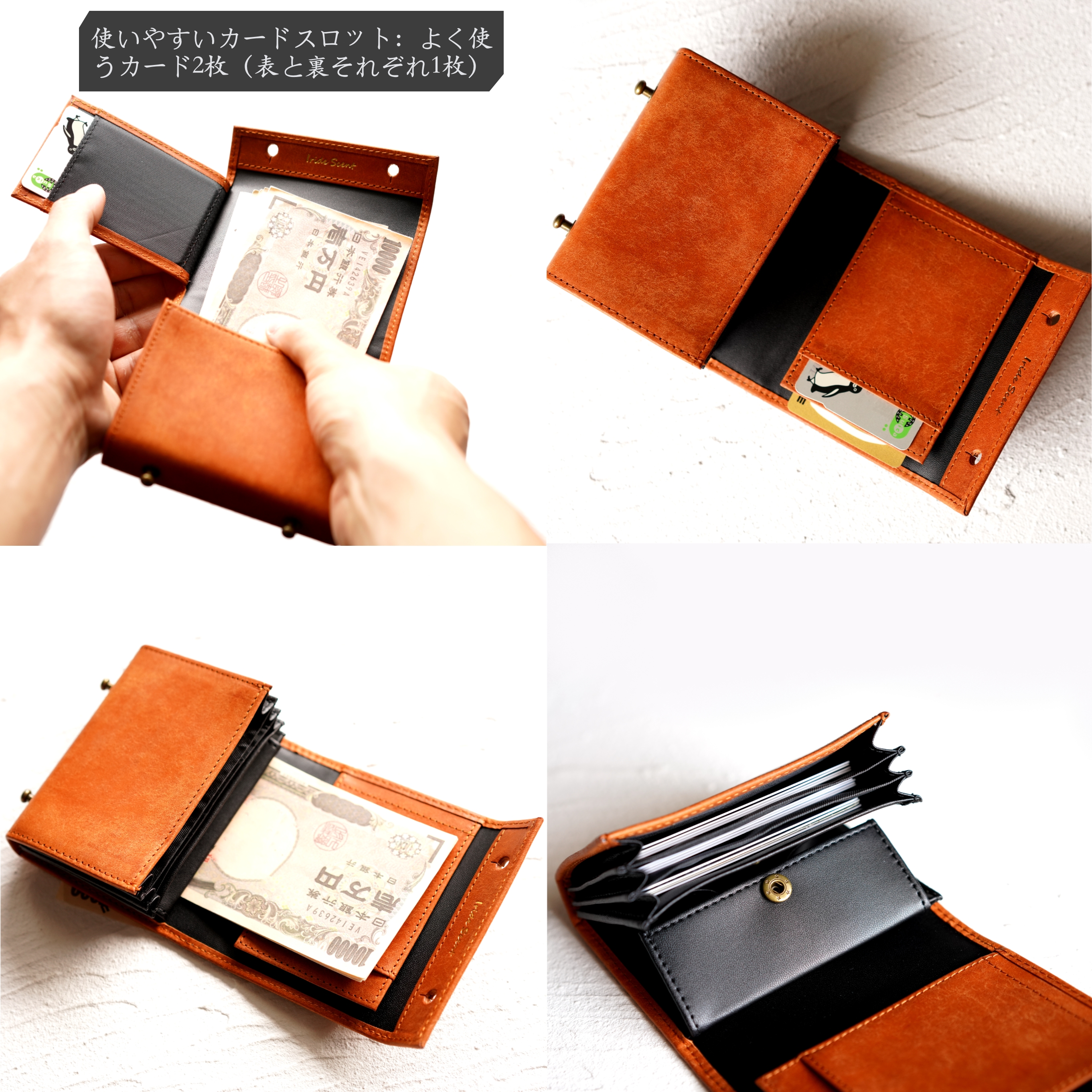 （これは模倣品）m+ 財布 エムピウの二つ折り財布 millefoglie P25 ミッレフォッリエ2 箱型の小銭入れ pueblo