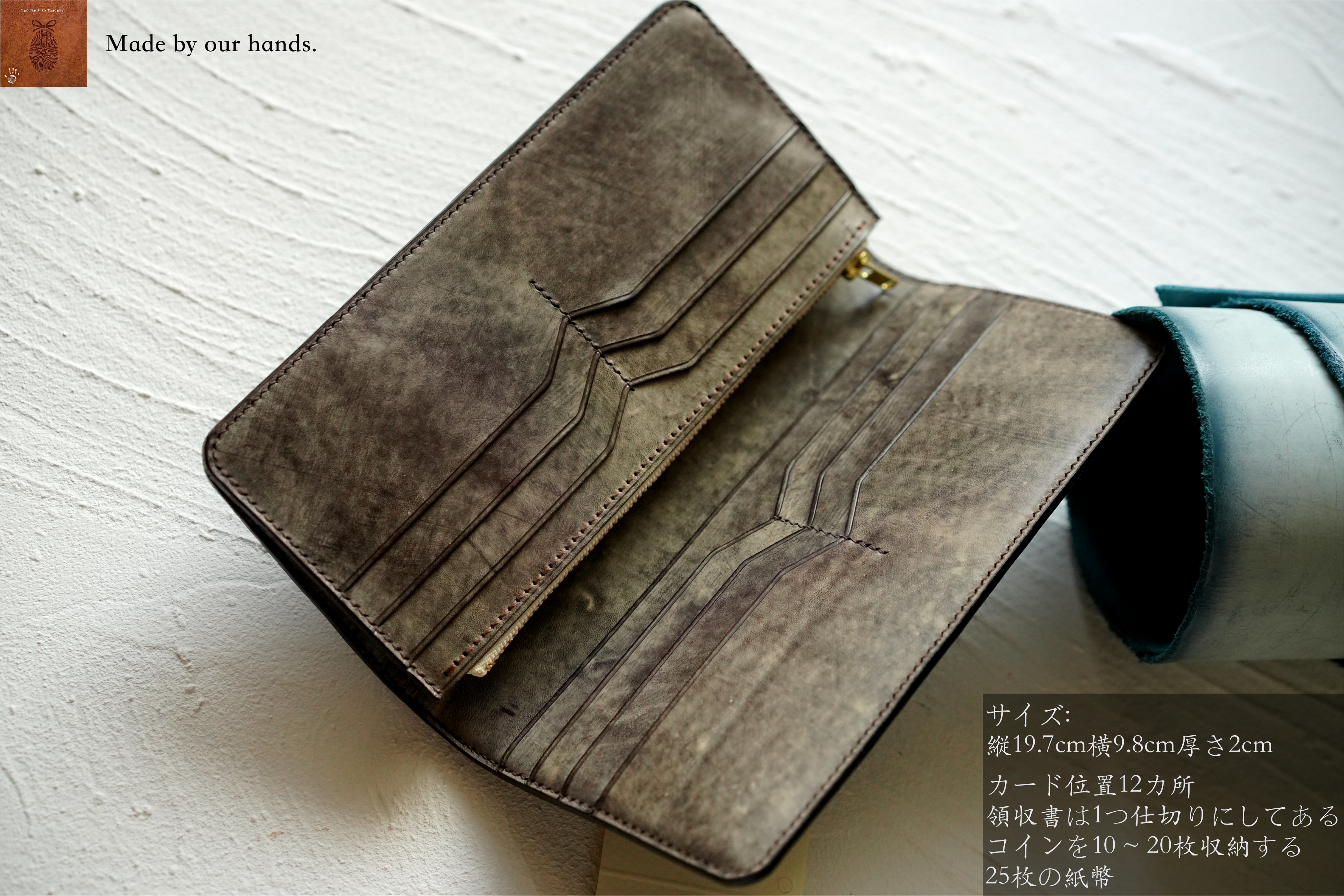 財布 メンズ 長財布 二つ折り レディース イタリアン レザー 本革 大容量 内側までオール本革 紳士 一流の財布職人が作る ブッテーロレザー 高級牛革 Italy Ghost
