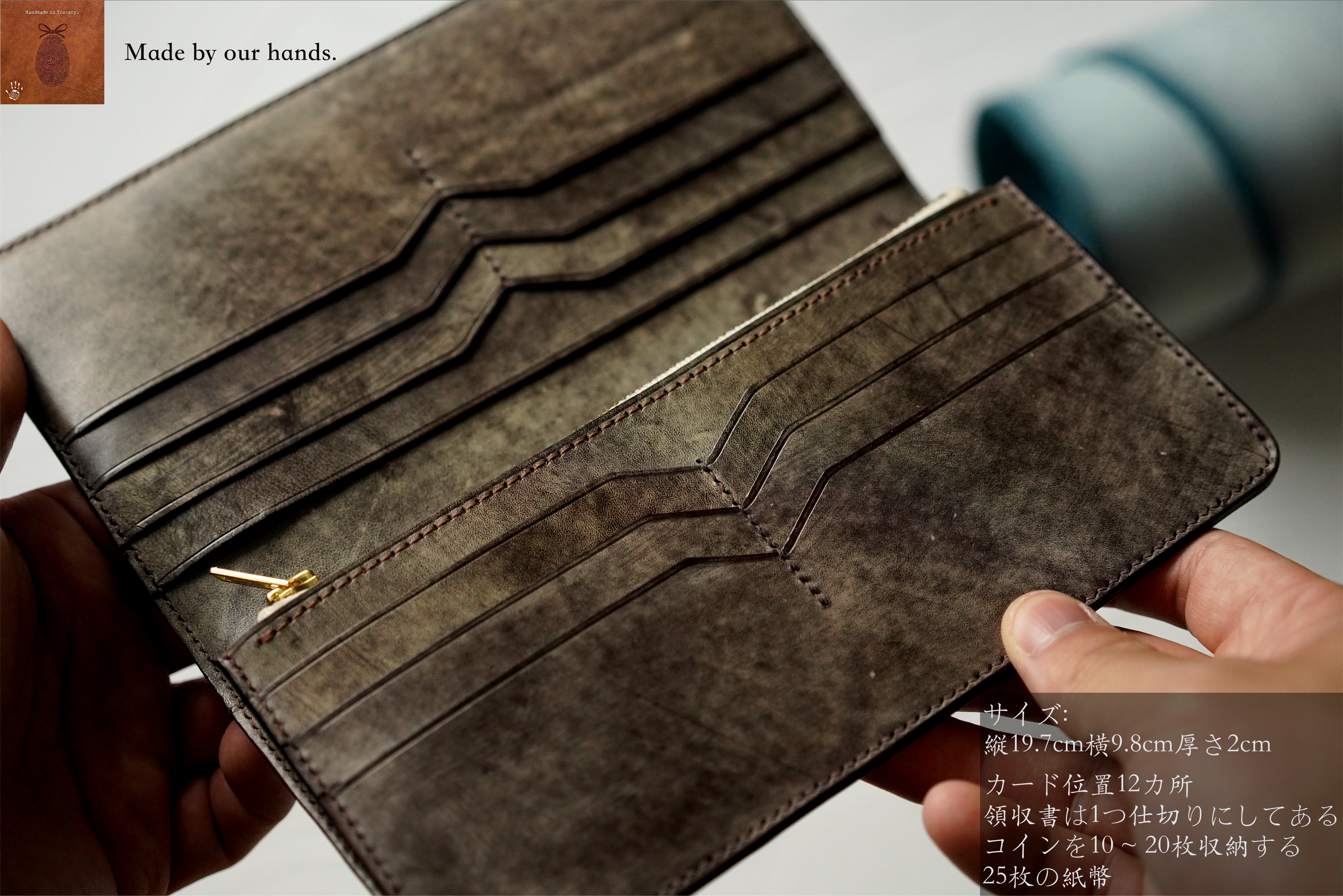 財布 メンズ 長財布 二つ折り レディース イタリアン レザー 本革 大容量 内側までオール本革 紳士 一流の財布職人が作る ブッテーロレザー 高級牛革 Italy Ghost