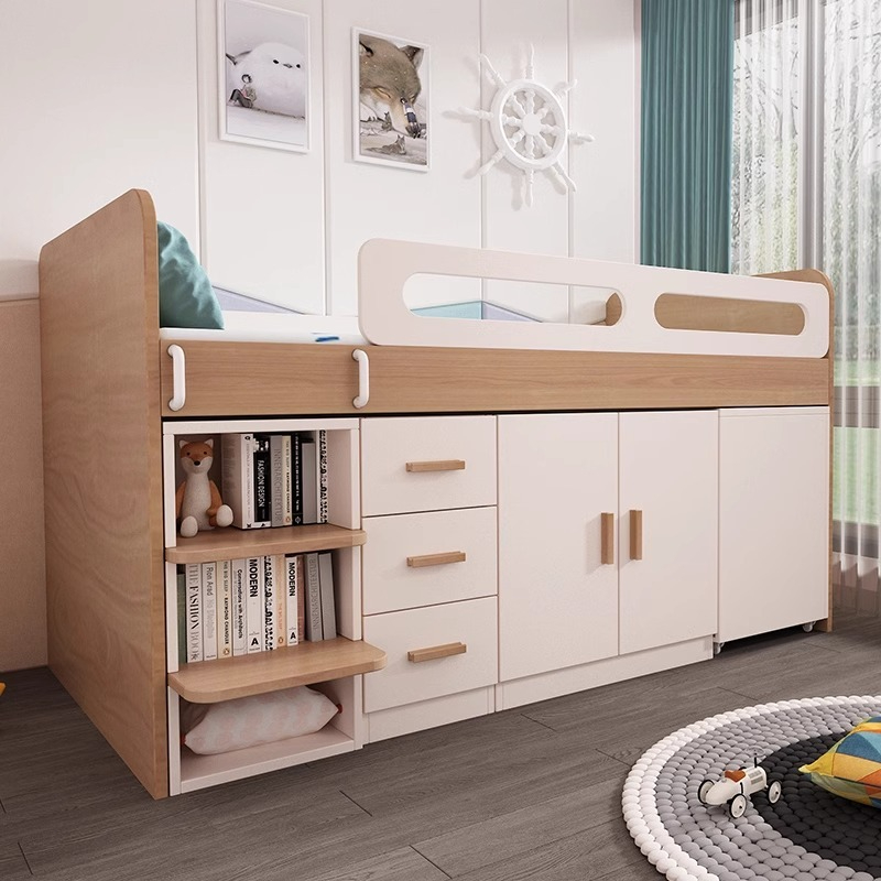 【Showroom】 Children's bed Boy simple half-height bed small apartment mid-height bed with desk wardrobe tatami multifunctional combination bed