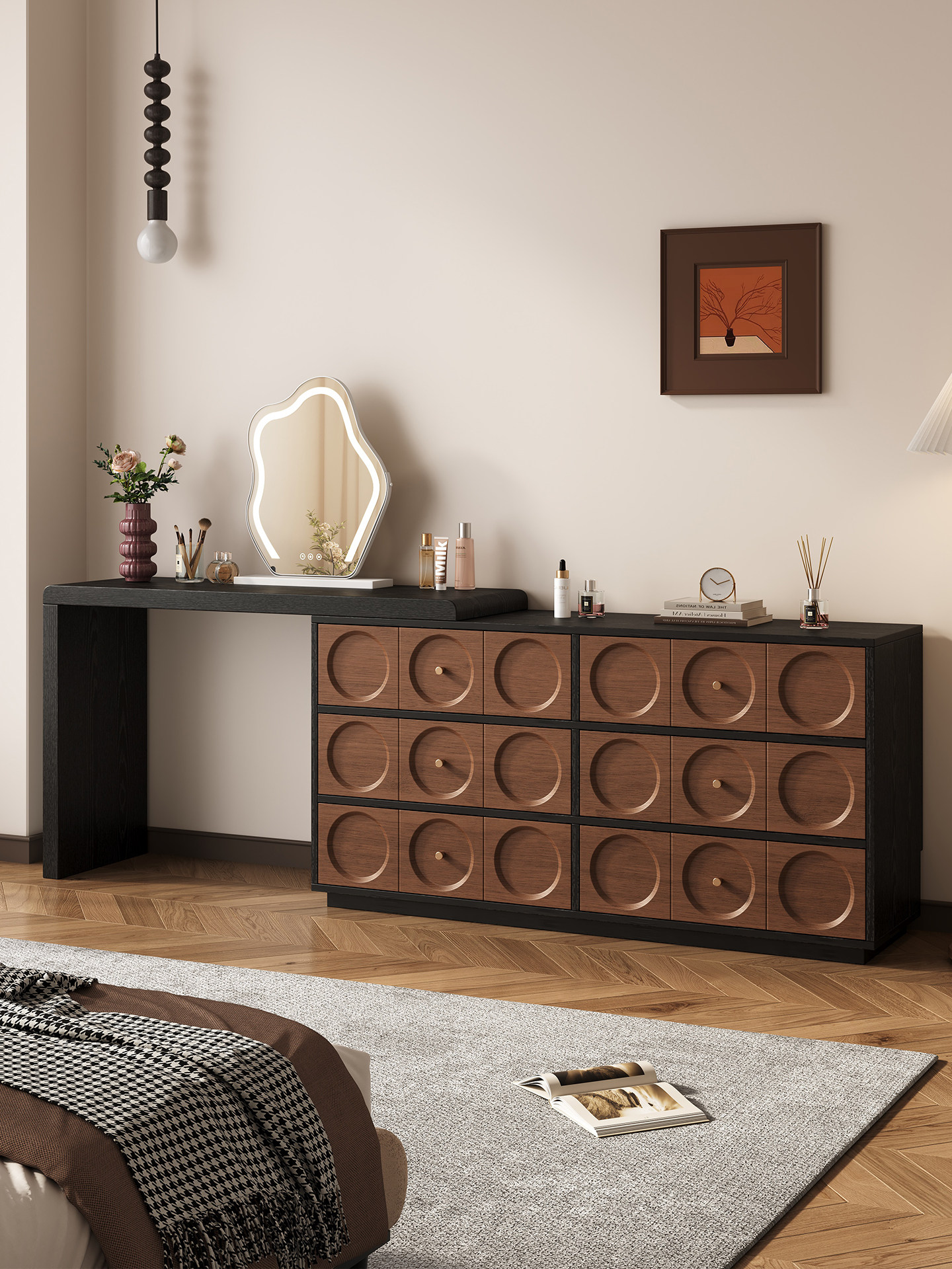 BSYR-WVD-01 [PRE-ORDER] White Round-Knob Vanity Dresser – Multi-Functional Makeup Station with Drawers,Bedroom Organizer