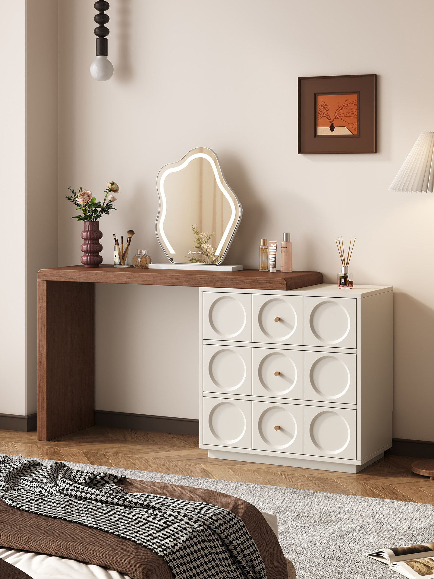BSYR-WVD-01 [PRE-ORDER] White Round-Knob Vanity Dresser – Multi-Functional Makeup Station with Drawers,Bedroom Organizer