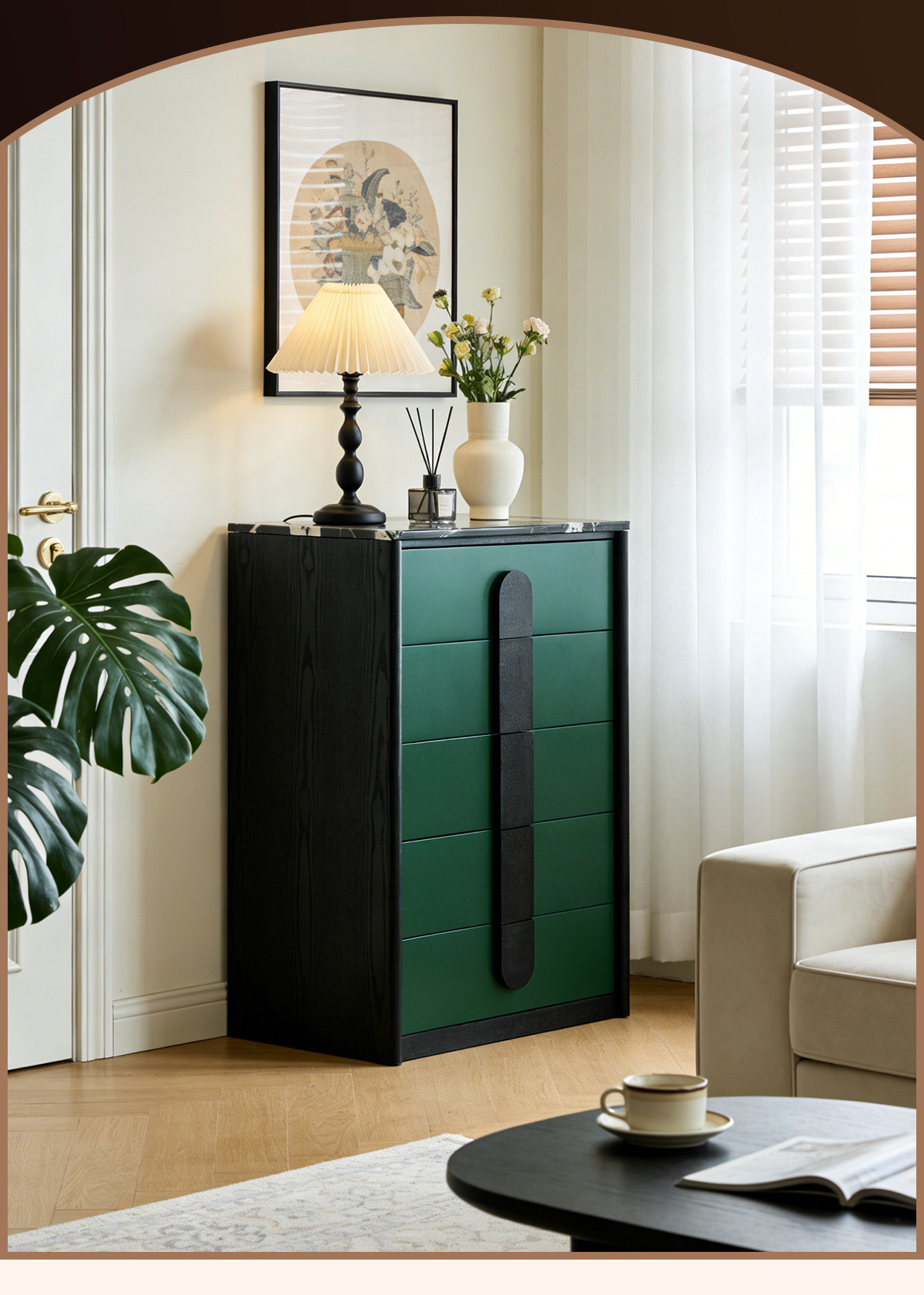 BSYR-VCC-01 [PRE-ORDER] Solid Oak Pure  wood vintage style cabinet living room wall storage retro bedside compartment