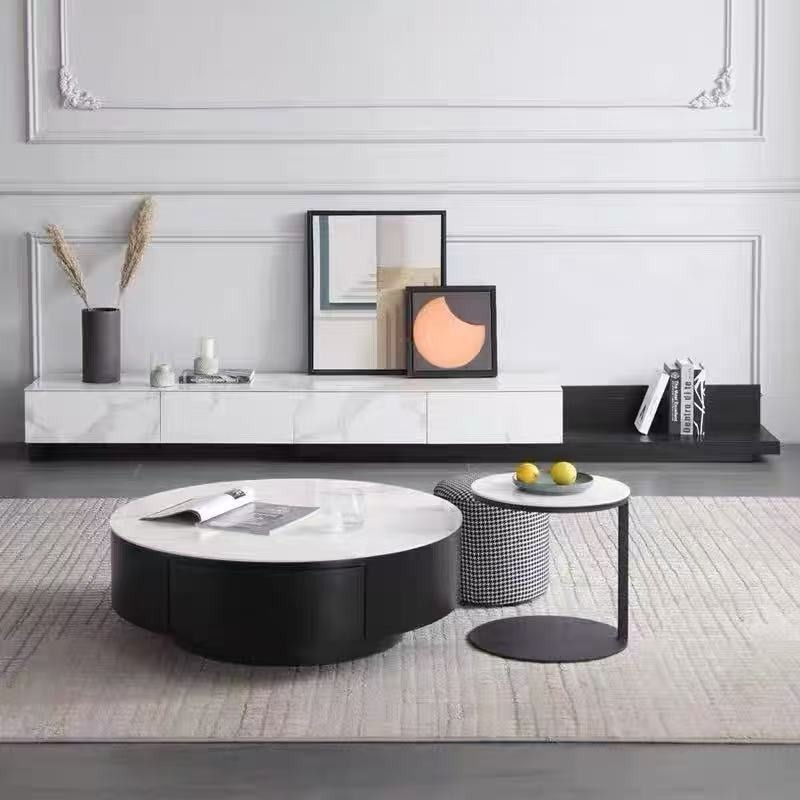 PRE ORDER / BTO PACKAGE - A - TEA TABLE - Italian minimalist rock plate round tea table living room home large and small apartment 
