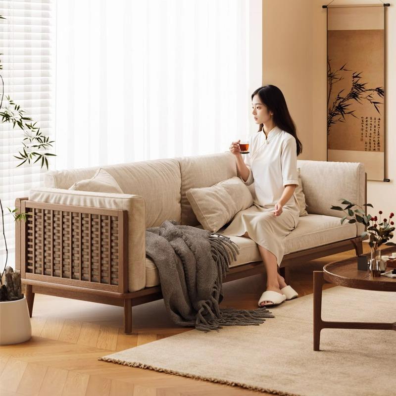 Song's aesthetic all-solid wood sofa for living room