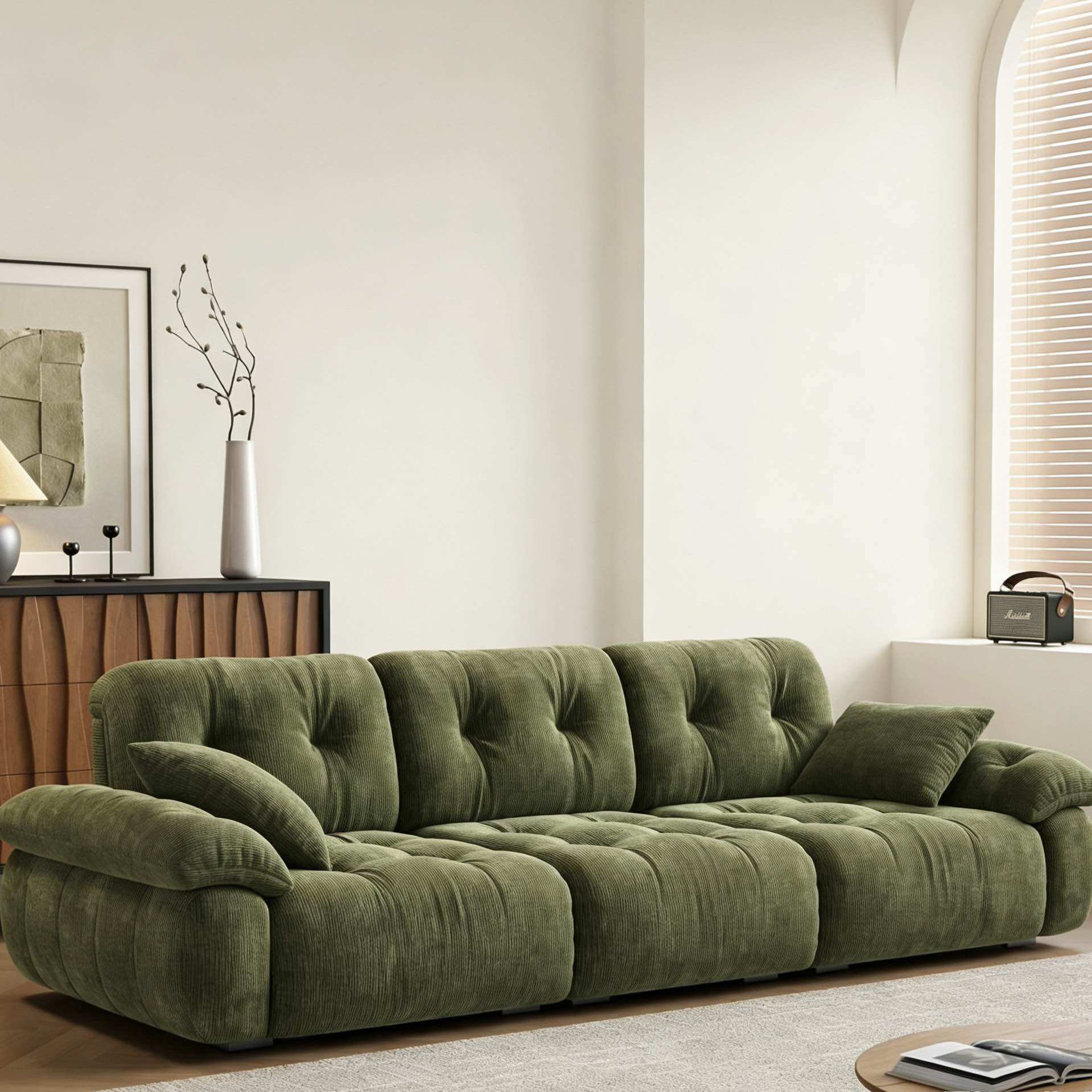 FZT [Pre order ] Green Chenille Adjustable Sofa Modern Recliner for Cozy Living Room