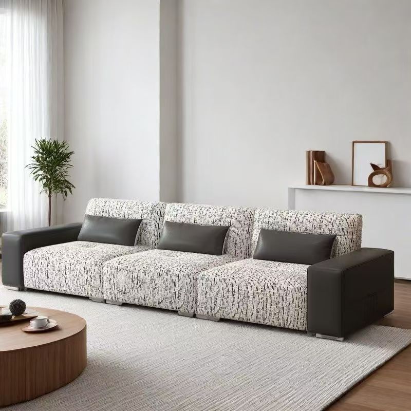 PRE ORDER / BTO PACKAGE - A - SOFA - Fabric and Faux Leather Sofa – Modern Minimalist 4-Seater Couch for Small Living Rooms, Made with Cat-Claw Resistant Cotton-Linen Blend