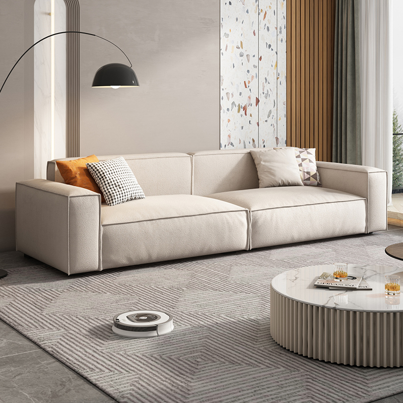 PRE ORDER / BTO PACKAGE - A - SOFA -Italian Minimalist Leather Sofa – Tofu Block Design Straight Couch for Small Living Rooms, Trendy and Space-Saving