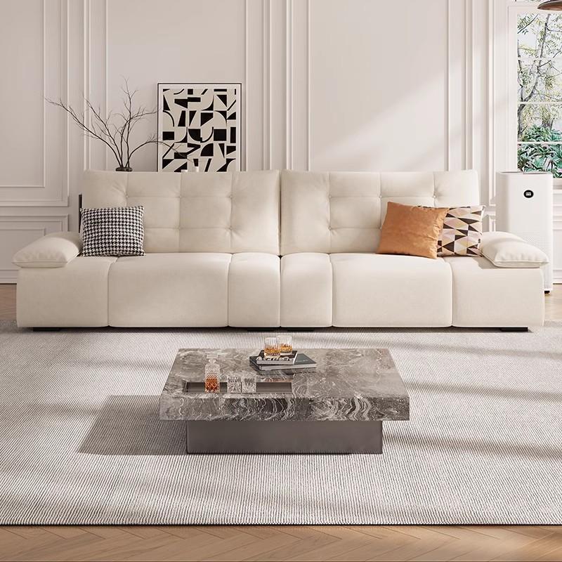 PRE ORDER / BTO PACKAGE - A - SOFA -Modern Minimalist Top-Grain Leather Sofa – Light Luxury Cream Style Straight Sofa for Small Living Rooms