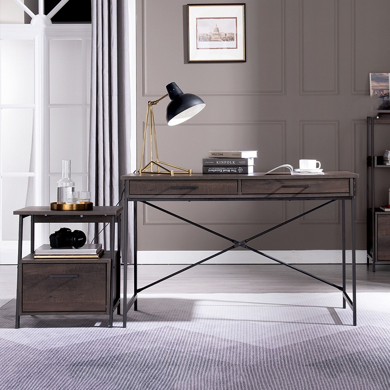 [Pre-order] American Wrought Iron Desk with Drawer, Computer Desk, Home Design Writing Desk, Children's Study Desk, Apartment Airbnb Writing Desk.-Smart-Living