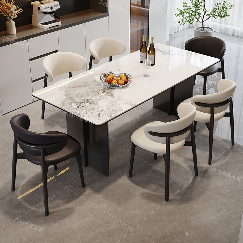 PRE-ORDER/BTO PACKAGE - A - DINING TABLE - Rock plate dining table rectangular simple modern living room home small apartment space