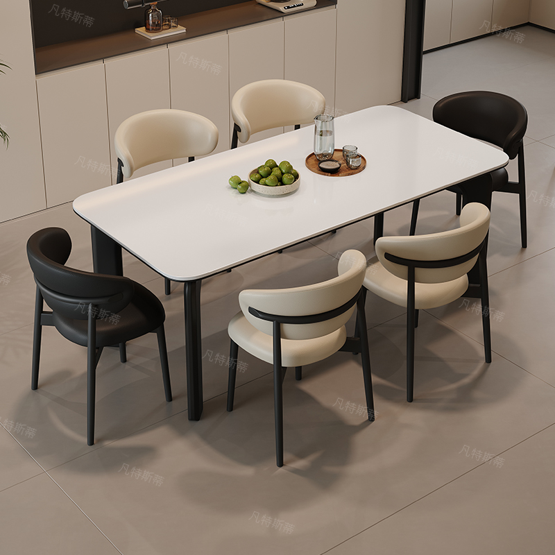 PRE-ORDER/BTO PACKAGE - A - DINING TABLE - Eno rock board dining table and chair combination modern simple small apartment home light luxury
