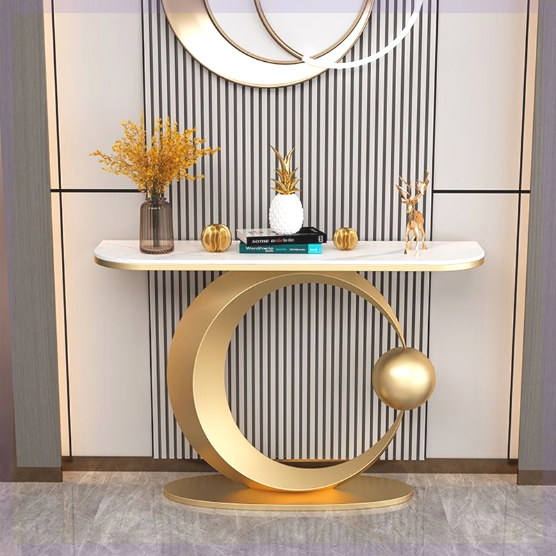 PRE-ORDER Italian light luxury rock slab porch cabinet facing the door against the wall porch table