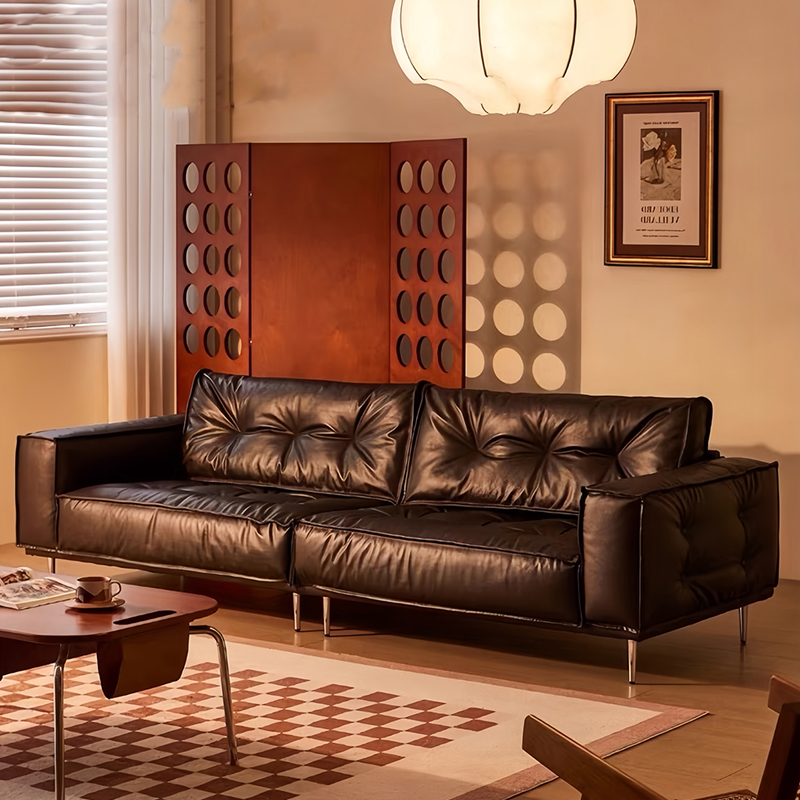 [PRE-ORDER] Antique French style waxed leather sofa