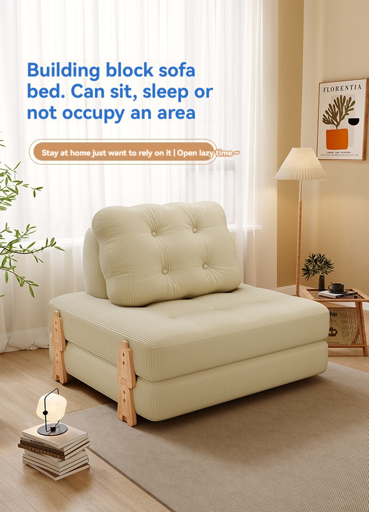 [Pre-order]  Lazy person sofa tofu block living room single sofa bed dual-purpose tatami sofa can sleep and lie folding-Smart-Living