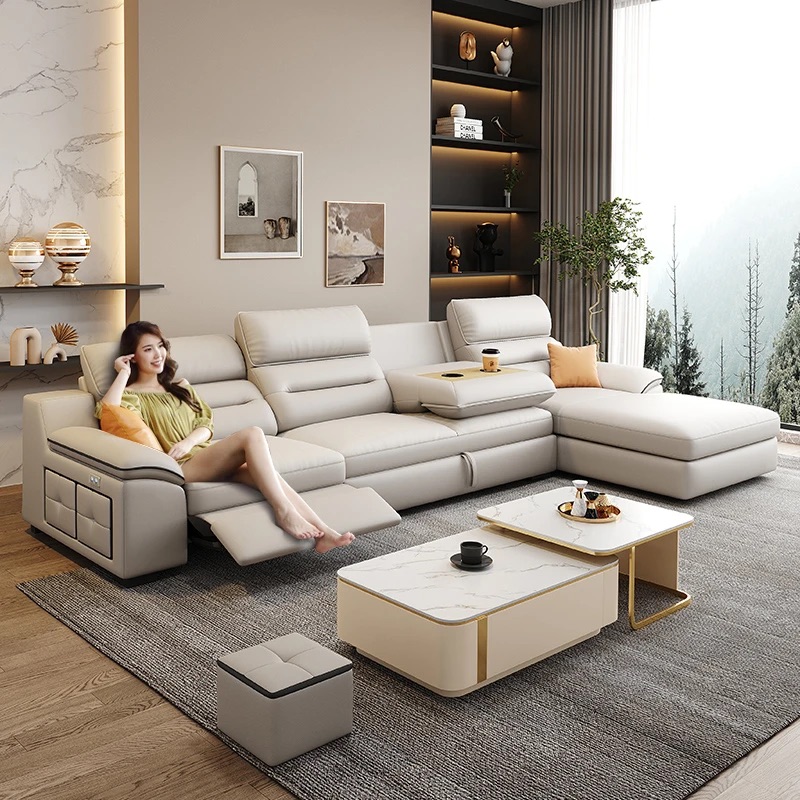FZT [PRE-ORDER] Electric Multifunctional Dual‑Purpose 2026 New Storage Genuine Leather Sofa Bed, Minimalist All‑in‑One Sofa Bed