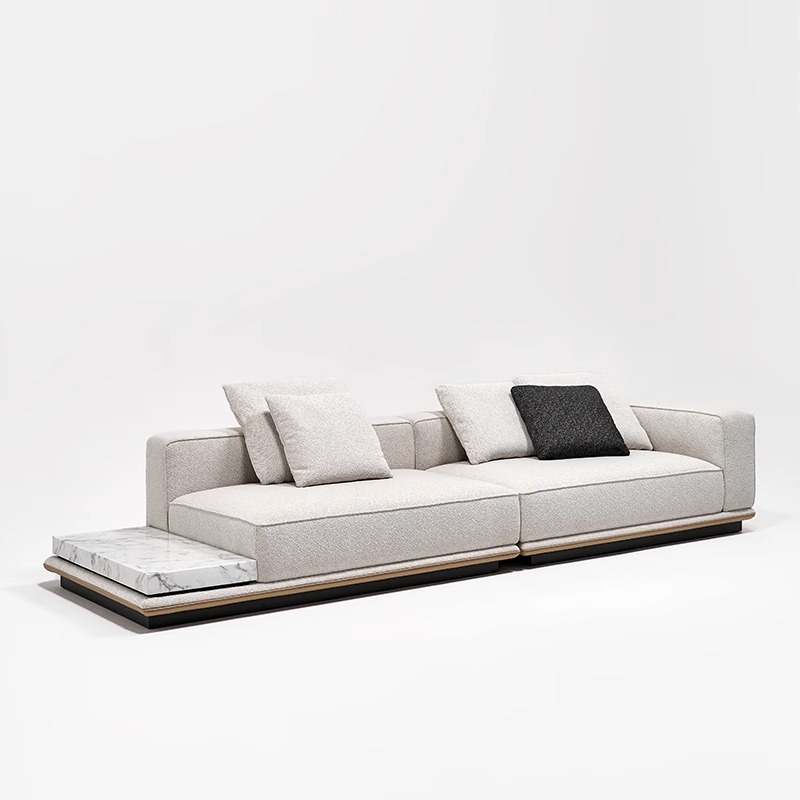 [Pre-order] MEERKAT SHOWROOM Horizon Sofa – Italian Minimalist Three-Seater Fabric Sofa, Straight Design for Small Living Rooms, High-End Cotton and Linen