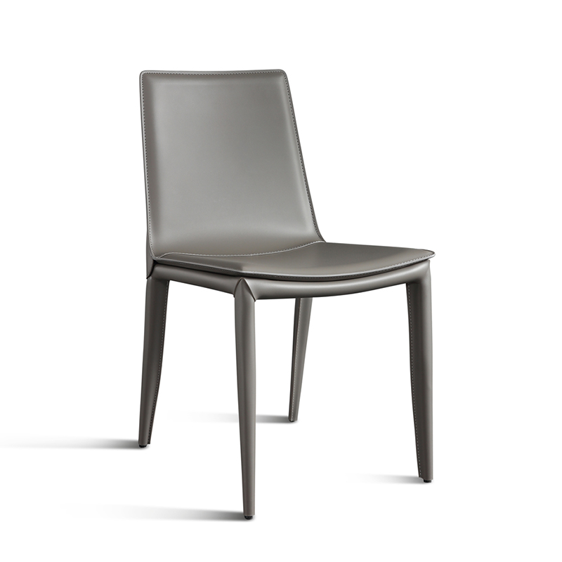 ( PRE - ORDER ) MEERKAT SHOWROOM Modern Italian Dining Chair – Minimalist Saddle Leather Upholstered Chair with Backrest for Home, Dining Room, or Living Room