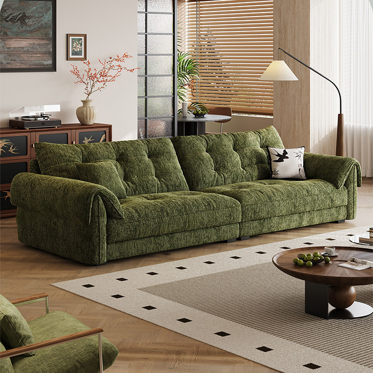 FZT [Pre order] Elephant Ear Sofa Avocado Matcha Green Cloud Straight Row Fabric Sofa Small Apartment Living Room Furniture