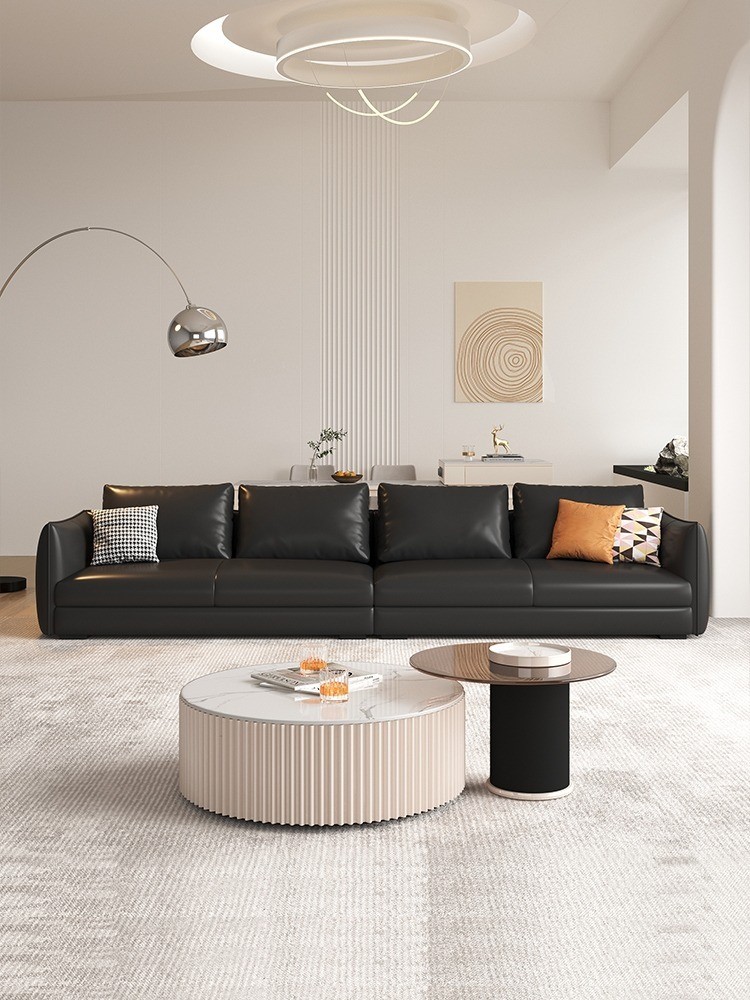 PRE ORDER / BTO PACKAGE - A - SOFA - Nappa Leather Sofa for Living Room – Modern Minimalist Straight-Line Luxury Sofa for Small Spaces