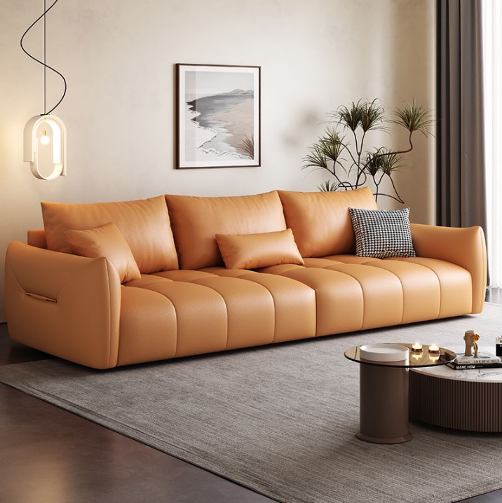 PRE ORDER / BTO PACKAGE - A - SOFA -Modern Light Luxury 3-Seater Sofa – Cat-Scratch Resistant Faux Leather Couch for Small Apartments or Rental Spaces