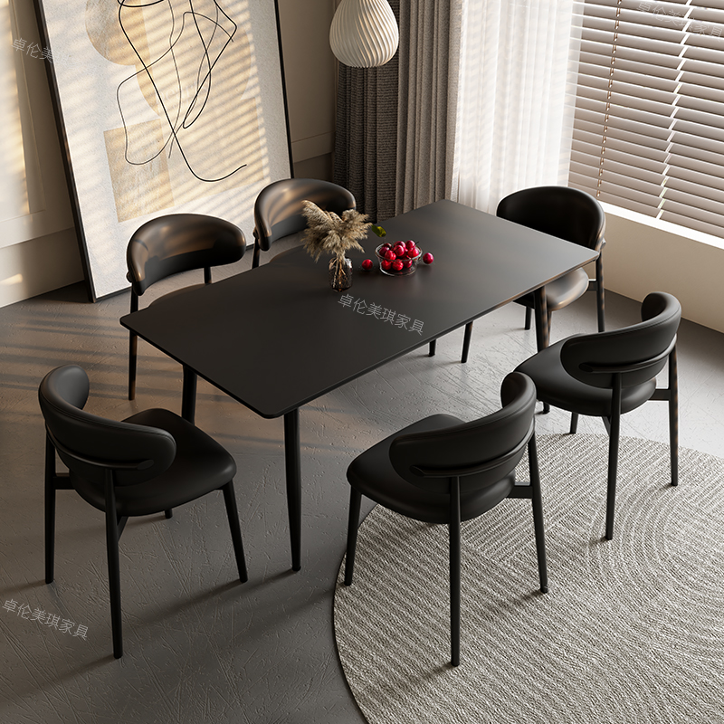PRE-ORDER/BTO PACKAGE - A - DINING TABLE - Rectangular rock slab dining table and chairs for small household dining table