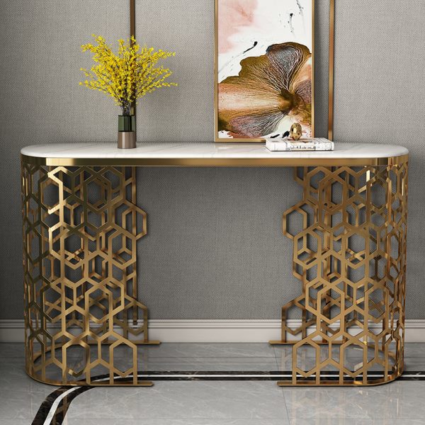 PRE-ORDER Modern simple stainless steel hollow corridor wall partition hotel lobby end table