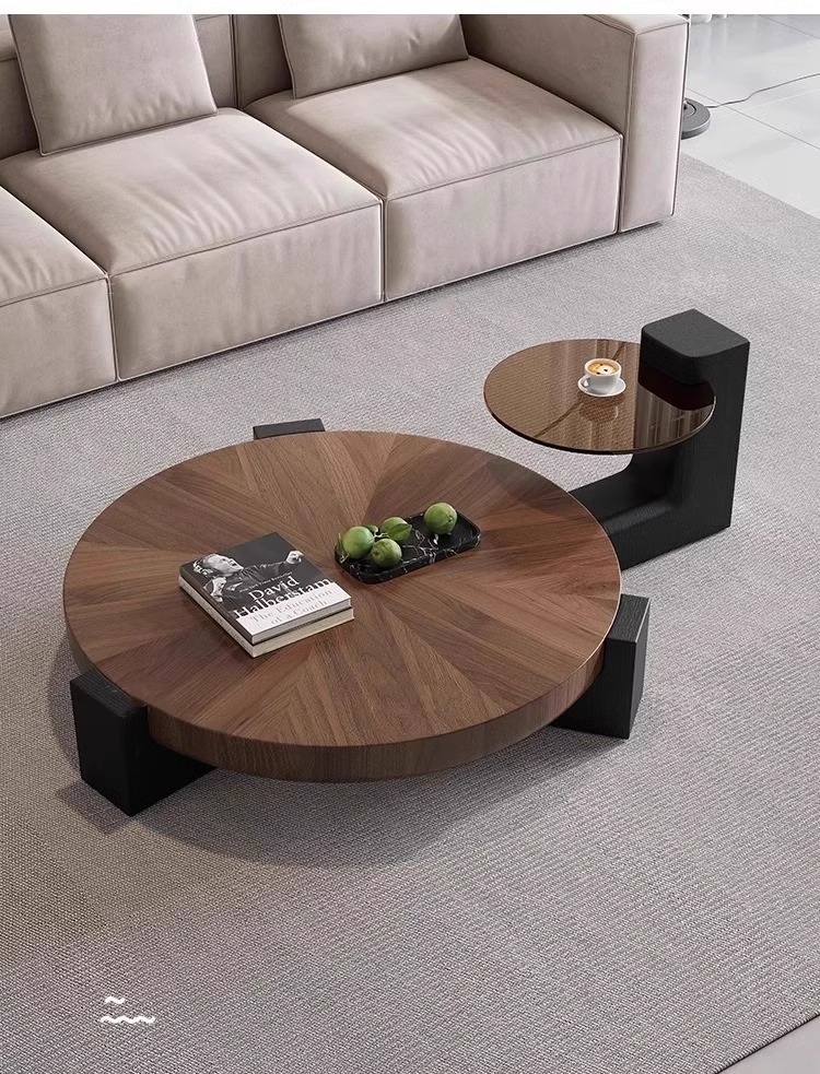 【Showroom】Italian minimalist small house tea table designer model round premium feeling tea table home living room light luxury round table tea table-Smart-Living