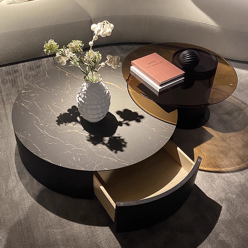 Italian minimalist rock plate size round coffee table modern designer creative size