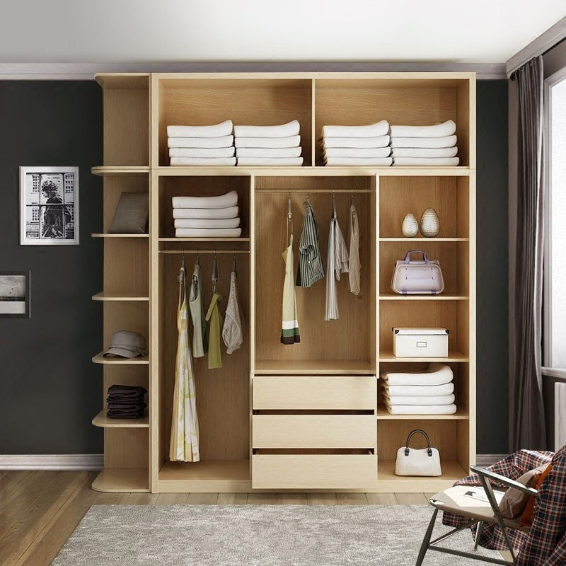 [Pre-order]  Nordic style wardrobe, sliding door wardrobe, environmentally friendly high-density board storage cabinet, simple modern painted wardrobe.-Smart-Living