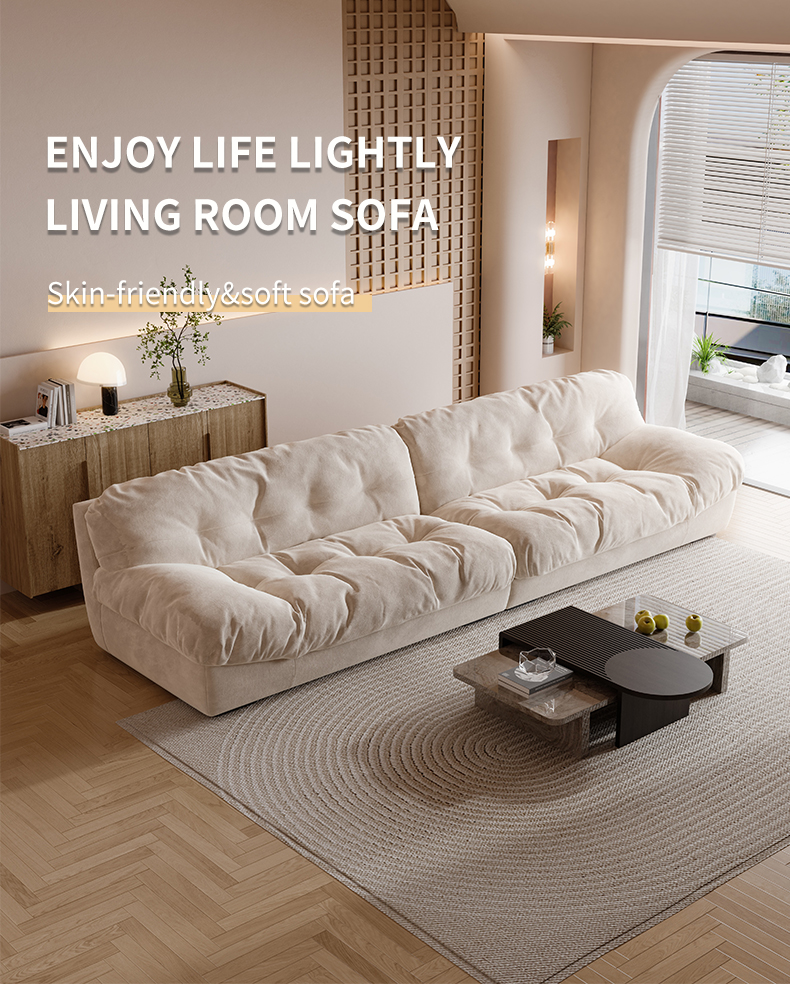 [Pre-order] Living room, Nordic cream light luxury sofa, down cloth washed sofa, simple sofa