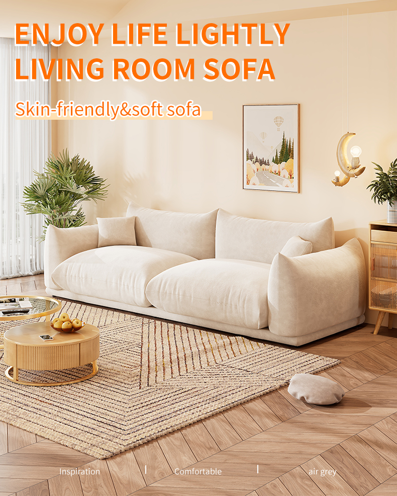 [Pre-order] Modern minimalist fabric sofa, living room sofa, small three-person bread sofa