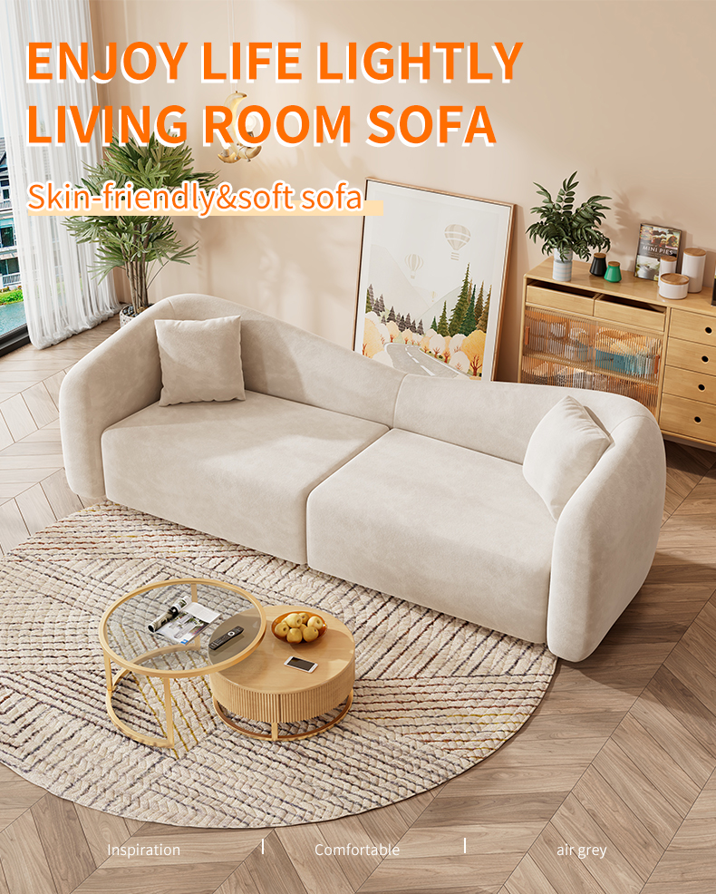 [Pre-order] New Nordic Cream Style Small Family Sofa Living Room Simple Modern Technology Fabric Sofa Butterfly Cloth Sofa-Smart-Living
