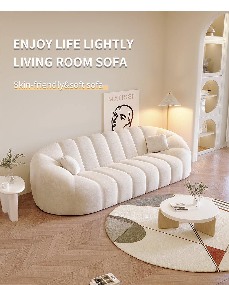 [Pre-order] New minimalist modern cream living room fabric style modern sofa set