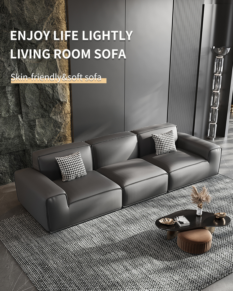 [Pre-order] Modernist Big Black Bull Sofa Brushed Fabric Leather Upholstered Sofa Set Furniture
