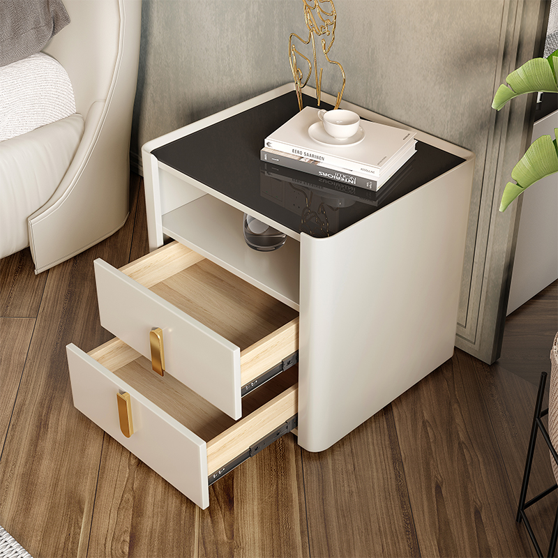 Modern Light Luxury Bedside Cabinet – High-End Lacquered Nightstand with Storage, INS Style for Bedroom Decor