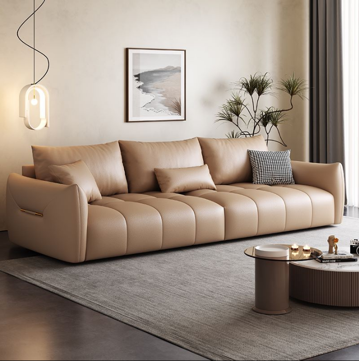 PRE ORDER / BTO PACKAGE - A - SOFA -Modern Light Luxury 3-Seater Sofa – Cat-Scratch Resistant Faux Leather Couch for Small Apartments or Rental Spaces