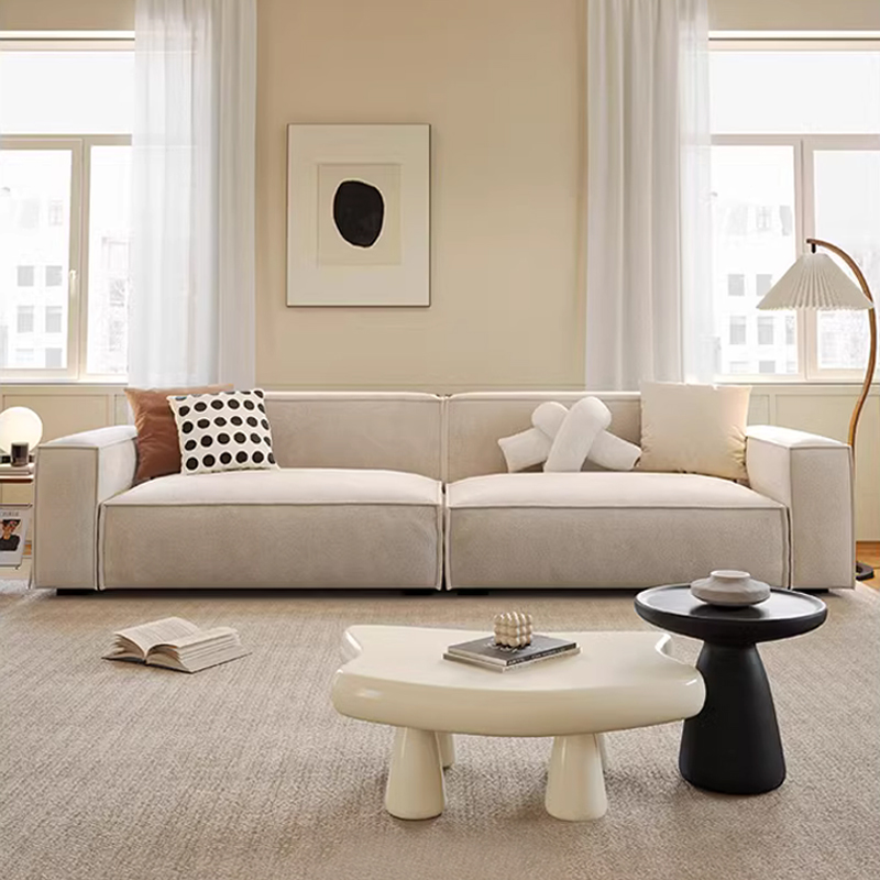 PRE ORDER / BTO PACKAGE - A - SOFA -Italian Minimalist Leather Sofa – Tofu Block Design Straight Couch for Small Living Rooms, Trendy and Space-Saving