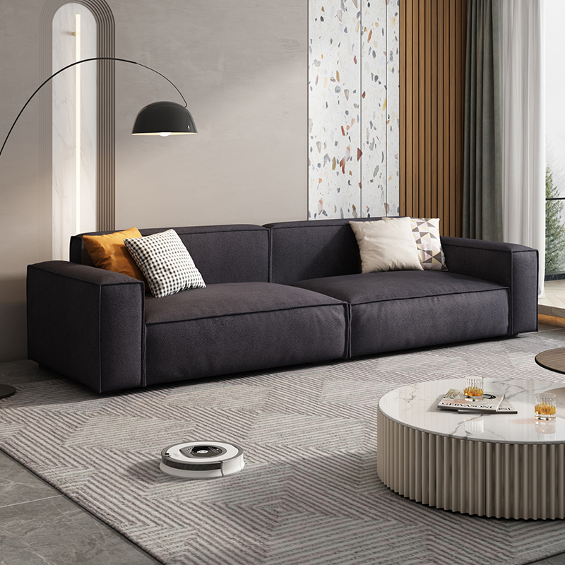 PRE ORDER / BTO PACKAGE - A - SOFA -Italian Minimalist Leather Sofa – Tofu Block Design Straight Couch for Small Living Rooms, Trendy and Space-Saving