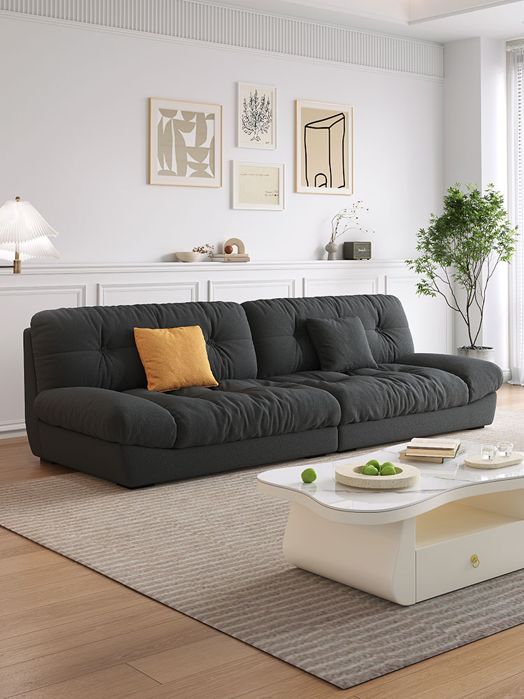 PRE ORDER / BTO PACKAGE - A - SOFA -Cream Style Light Luxury Cloud Sofa – Nordic Bouclé Fabric Sofa with Pine Wood Frame and Down Filling for Compact Living Rooms