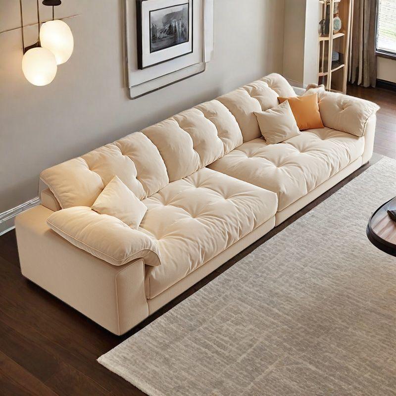 PRE ORDER / BTO PACKAGE - A - SOFA -Modern Cream Style Tech Fabric Sofa – Light Luxury Cloud Design Straight Couch for Compact Living Rooms