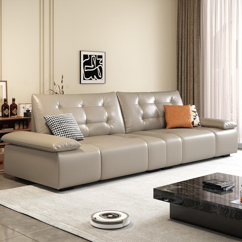 PRE ORDER / BTO PACKAGE - A - SOFA -Modern Minimalist Top-Grain Leather Sofa – Light Luxury Cream Style Straight Sofa for Small Living Rooms