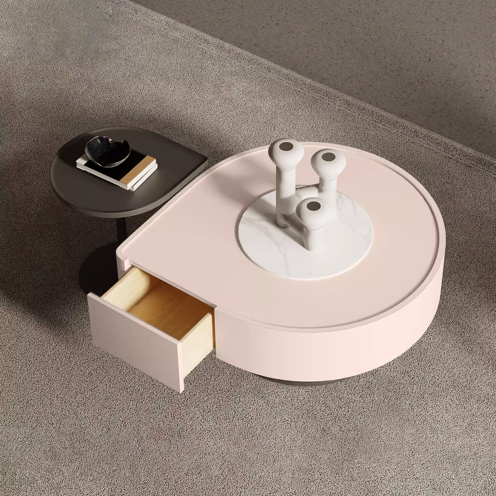 PRE-ORDER Nordic special-shaped light luxury rock plate coffee table simple modern small apartment round size Coffee Table