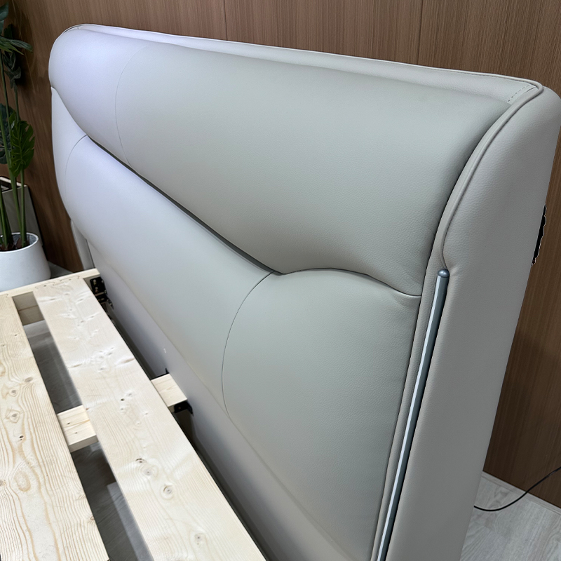 PRE ORDER / BTO PACKAGE - A - BED FRAME - Modern simple leather headboard cowhide guest bedroom and second bedroom cream style leather