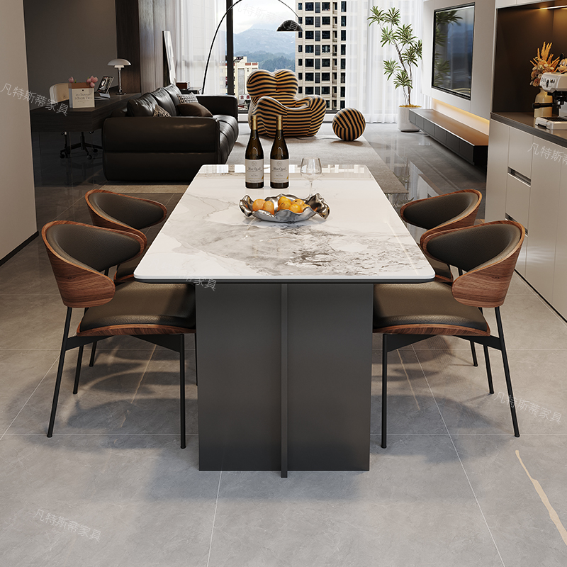 PRE-ORDER/BTO PACKAGE - A - DINING TABLE - Rock plate dining table rectangular simple modern living room home small apartment space