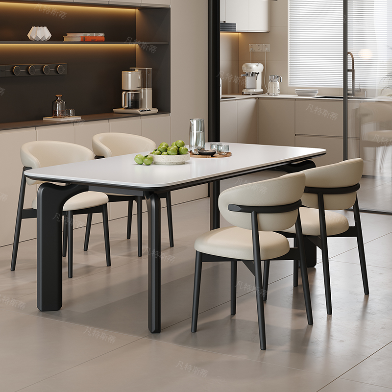 PRE-ORDER/BTO PACKAGE - A - DINING TABLE - Eno rock board dining table and chair combination modern simple small apartment home light luxury