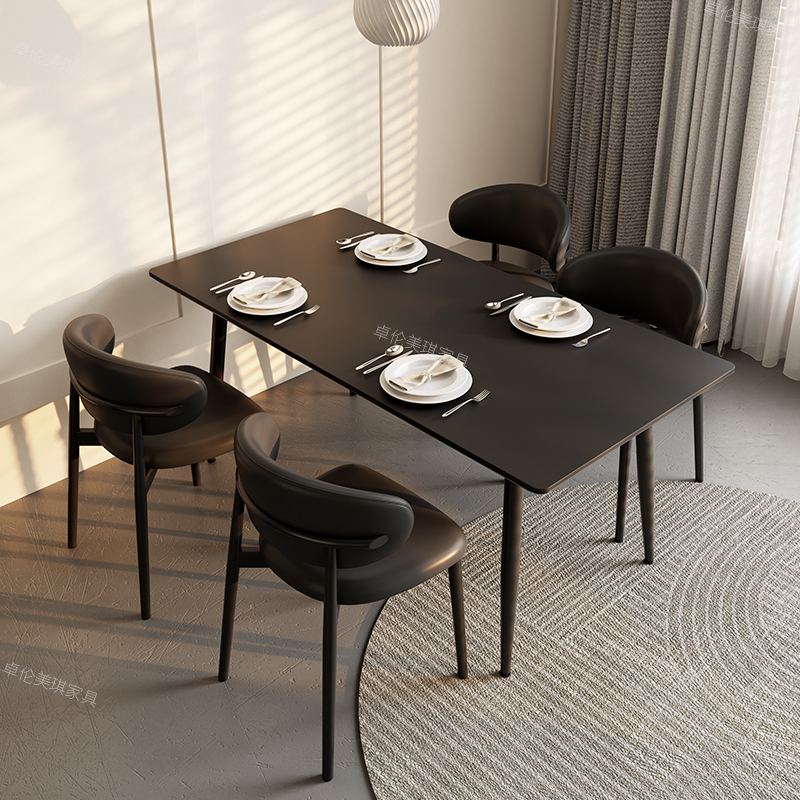 PRE-ORDER/BTO PACKAGE - A - DINING TABLE - Rectangular rock slab dining table and chairs for small household dining table