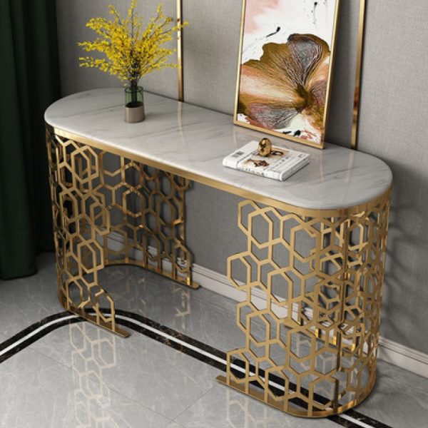 PRE-ORDER Modern simple stainless steel hollow corridor wall partition hotel lobby end table