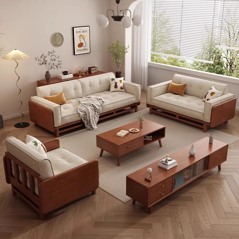 [PRE-ORDER] Simple Solid wood sofa for modern small apartment living room 