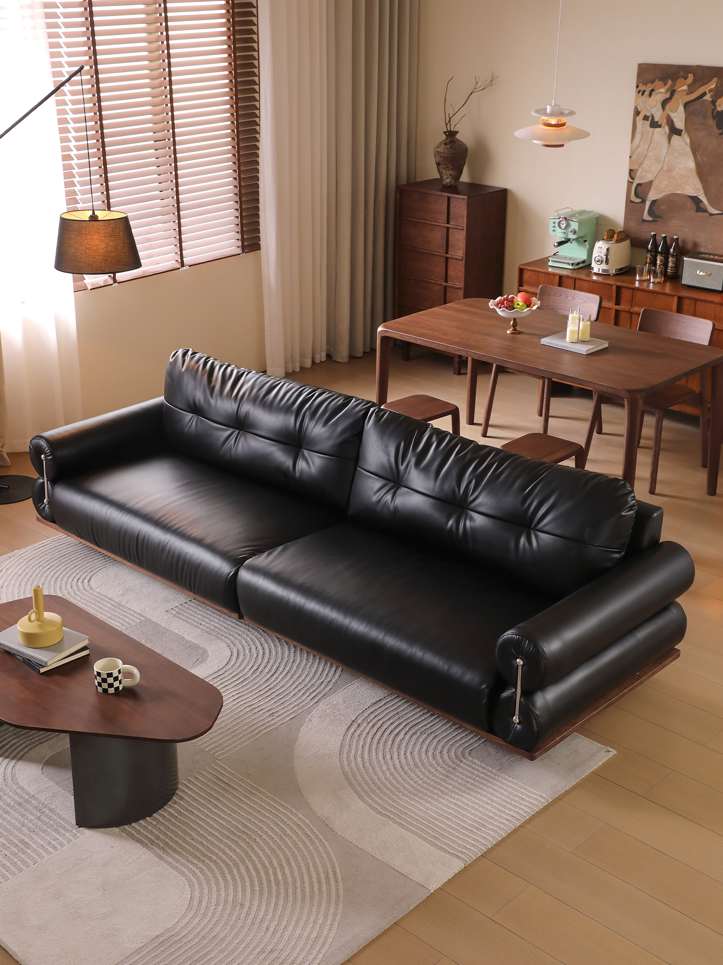 Italian minimalist style high-end living room solid wood sofa